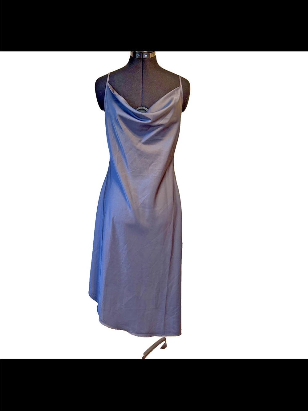 Pink Lily Look Back On Tonight Pewter Gray Satin Cowl Neck Large Slip Dress